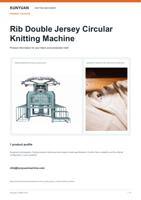 Rib Double Jersey Circular Knitting Machine - Product Catalog