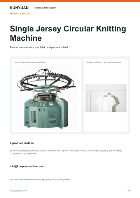 Single Jersey Circular Knitting Machine - Product Catalog